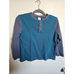 Boys HANNA ANDERSSON Size 140 US 10 Top L/S‎ Henley Shirt Blue Gray